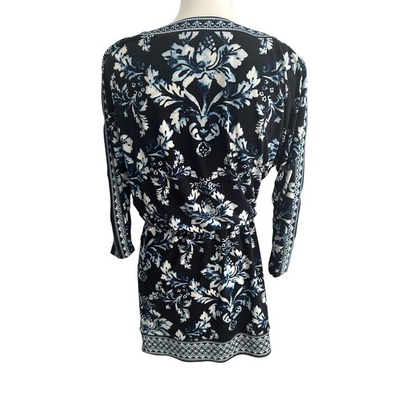 WHITE HOUSE BLACK MARKET WHBM Navy Blue White Floral Dress Size XS - Picture 5 of 6